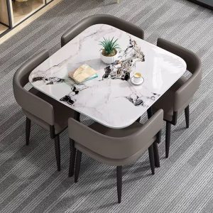 Table à manger (Couleur Blanche & Marron)