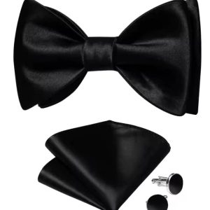 Noeud papillon en soie avec boutons de manchette